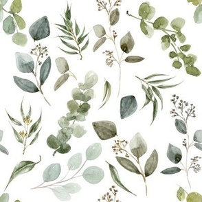 Earth Tone Eucalyptus Botanical // White