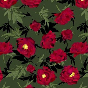 dark red floral - peony toss