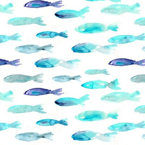 Sardines swimming to Maldives • watercolor fish sea pattern