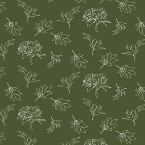 peony foliage white on dark green