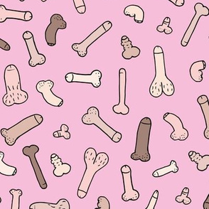 Funny adult penis print dicks body theme pink