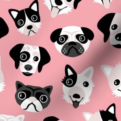 Little puppy friends dog illustration design  pink
