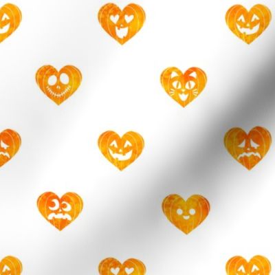 Jack-O-Lantern Pumpkin Hearts on White