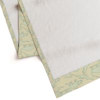 dinosaurs in mint on light yellow