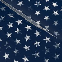 Medium Rotated Distressed White Stars on Navy Blue (Grunge Vintage 4th of July American Flag Stars)