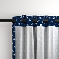 Medium Rotated Distressed White Stars on Navy Blue (Grunge Vintage 4th of July American Flag Stars)