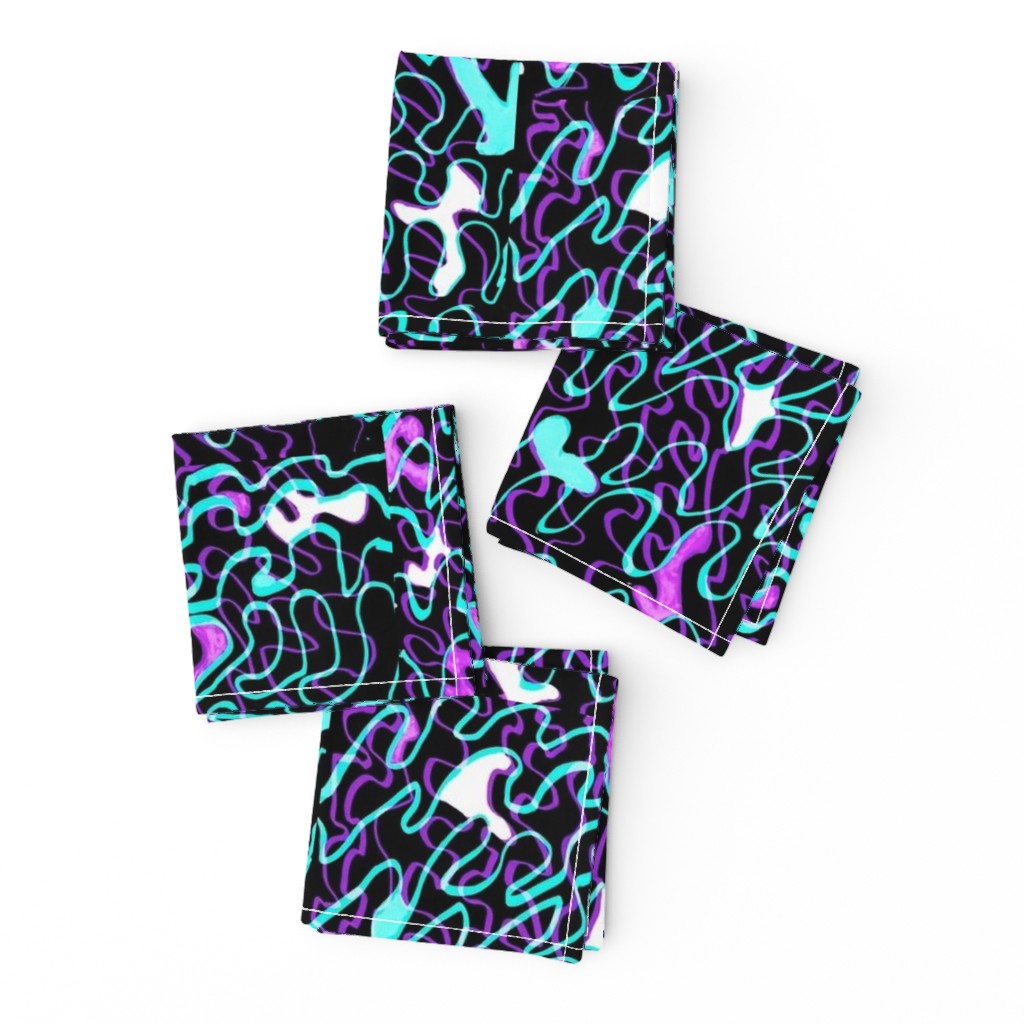 MINIMALIST SQUIGGLES-PURPLE PINK AQUA BLACK WHITE-HALF DROP