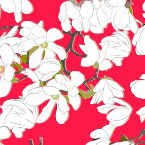 magnolia on red