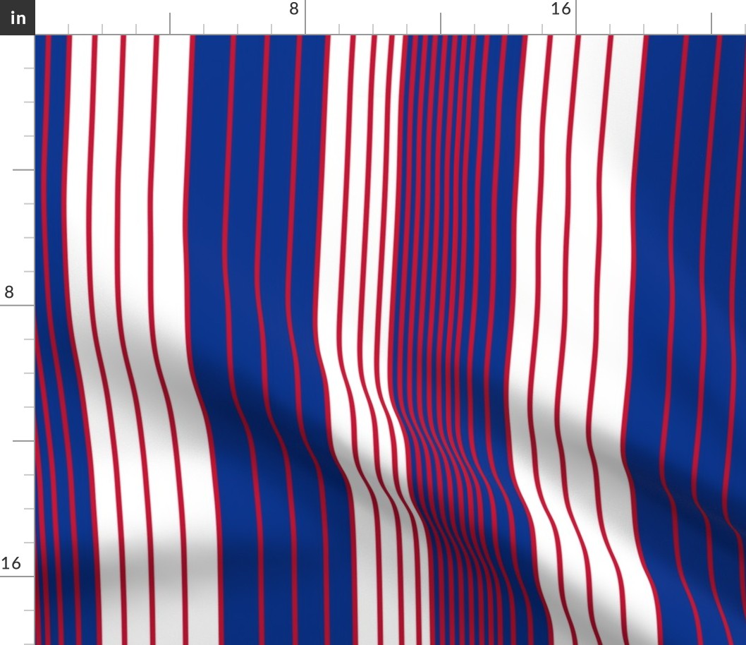 The Red and the Blue: Gradient Skinny Stripes - Red white and Blue Fattened up