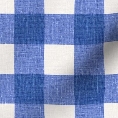 Linen Look Gingham Persian Blue