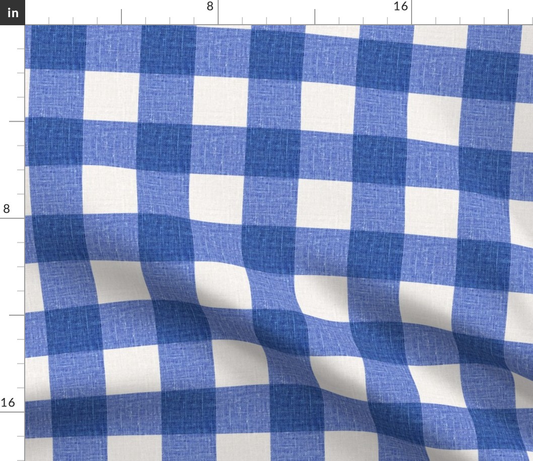 Linen Look Gingham Persian Blue