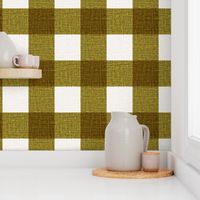 Linen Look Gingham Olive Green