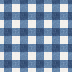 masculine textured Linen Look Gingham in ocean blue