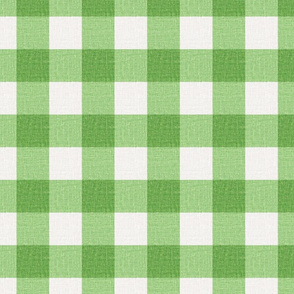 Linen Look Gingham Bright Green St Patricks