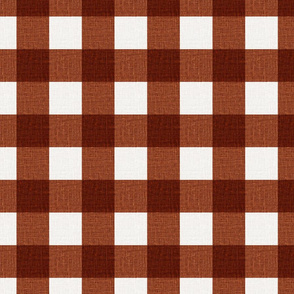 cabincore rust red brown buffalo check gingham with Linen Look texture
