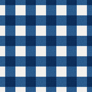 masculine linen look textured Gingham in ultramarine Blue