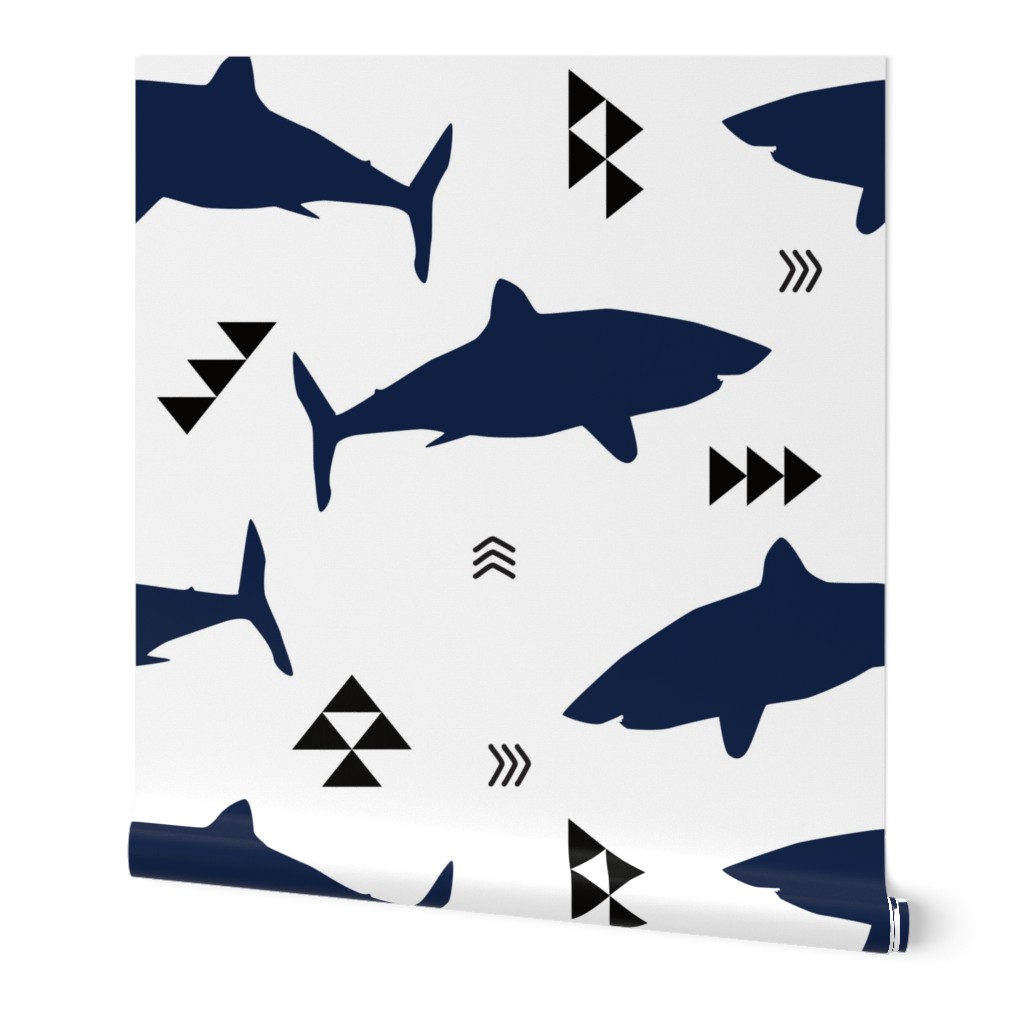 navy shark attack with triangles and arrows