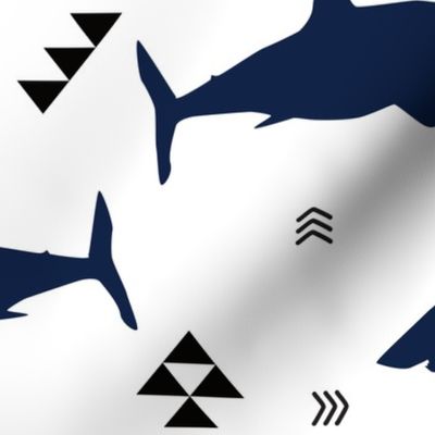 navy shark attack with triangles and arrows