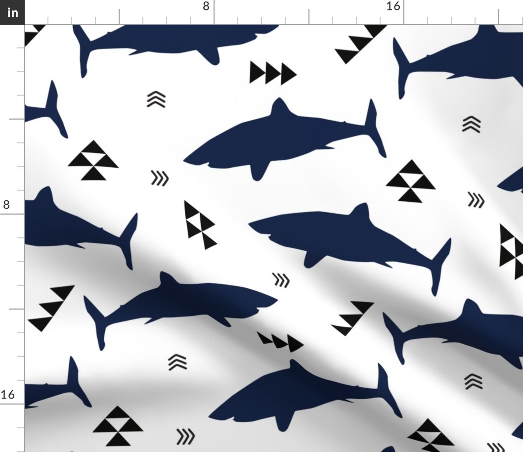 navy shark attack with triangles and arrows