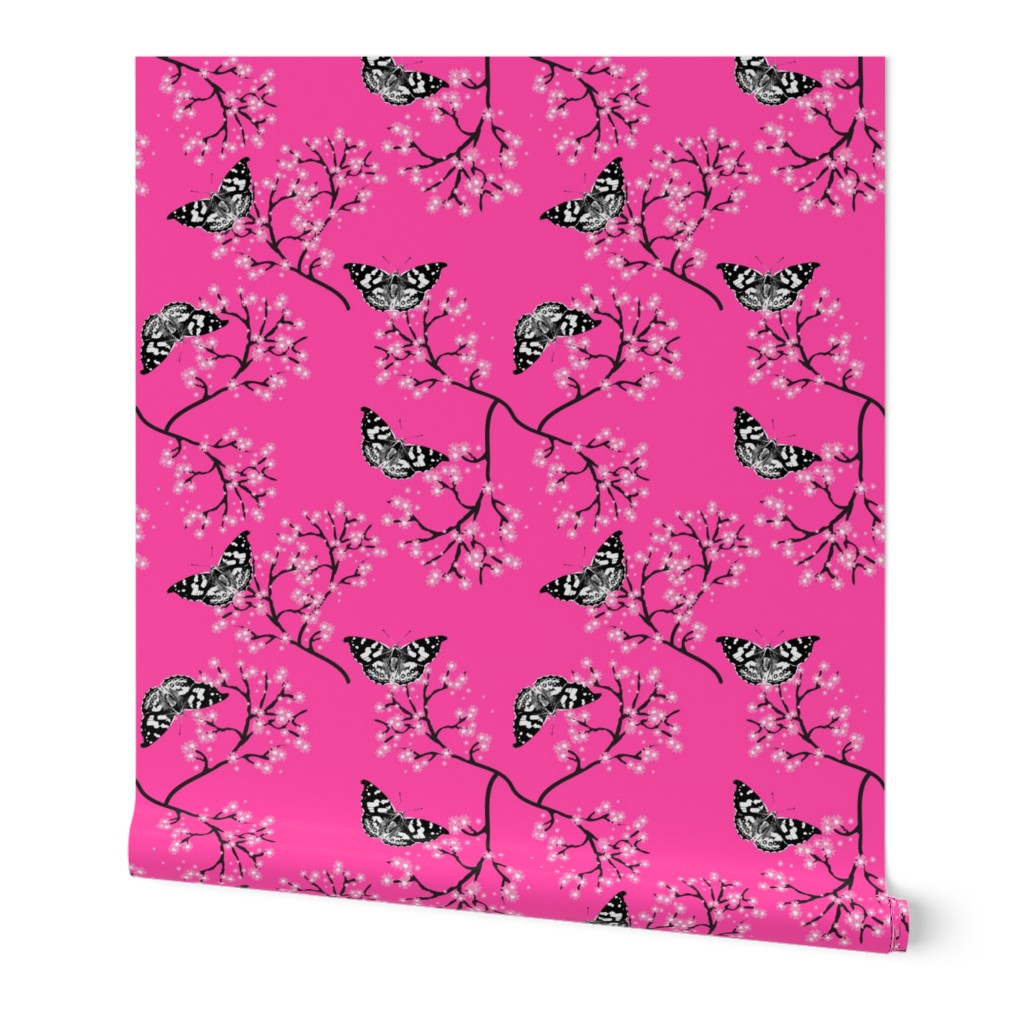 Butterflies in Spring - sweet fuchsia pink