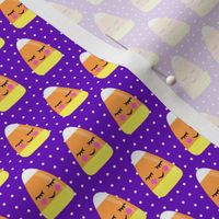 (small scale) cute candy corn - purple polka dots- halloween - LAD19