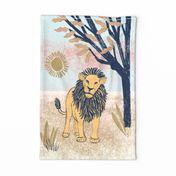 Lion Block Print, Tea Towel