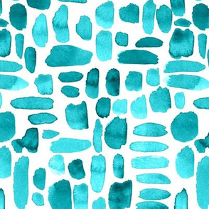 Watercolor Paint Brush Strokes - Teal