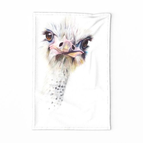 Ostrich Portrait Tea Towel