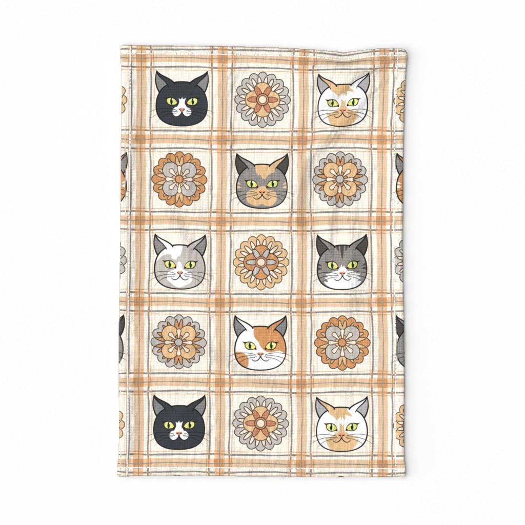 Cats Plaids Tea Towel 