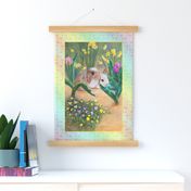 27x18-Inch Panel and Tea Towel of Springtime Baby Rabbits