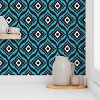 Trevino - Geometric Aqua & Black