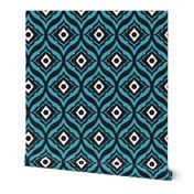 Trevino - Geometric Aqua & Black