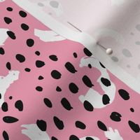 Abstract rain drops and minimal brush dashes and spots trendy summer fall hot pink