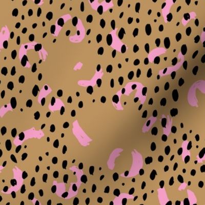 Abstract rain drops and minimal brush dashes and spots trendy fall ochre camel pink