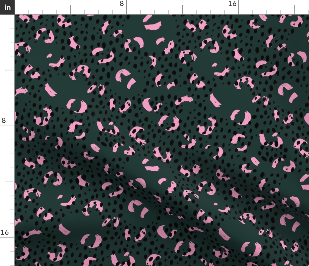 Abstract rain drops and minimal brush dashes and spots trendy winter green pink