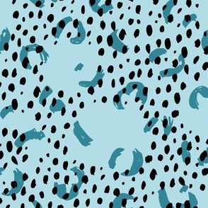Abstract rain drops and minimal brush dashes and spots trendy winter blue cool ice confetti