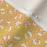 Abstract confetti drops and minimal brush dashes rain and spots trendy summer yellow ochre pink SMALL
