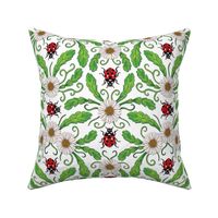 Ladybugs & Daisies - Cute Floral Bug Pattern w/ Ladybirds