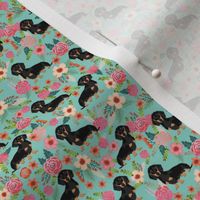 TINY - doxie dog dachshund dachshunds fabric cute flowers mint girls sweet baby clothing fabric organic fabric for babies