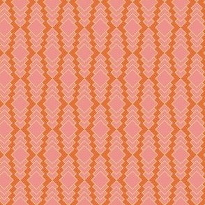 Pink Orange Bohemian Pattern, Geometric squares red, Line