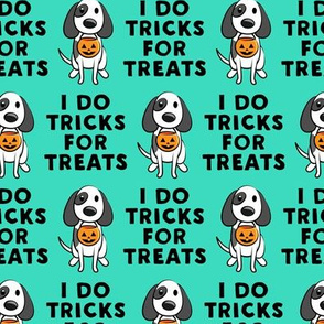 I do tricks for treats - dog halloween - teal - LAD19