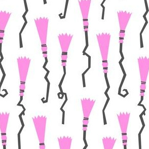 Witches Brooms - pink & grey - halloween - LAD19