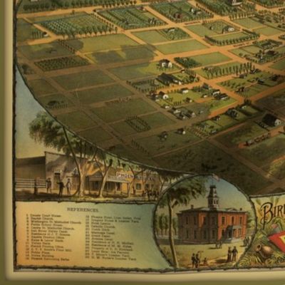 Antique birdseye view map of Phoenix AZ, small