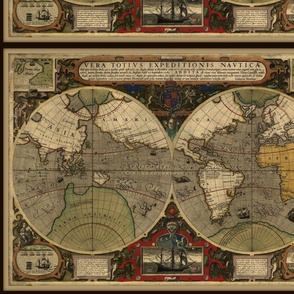 Antique bold world map, small, FQ