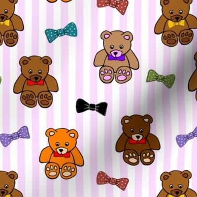 Brownie the Bear & Friends LOVE Bow Ties - pink candy stripes (small)