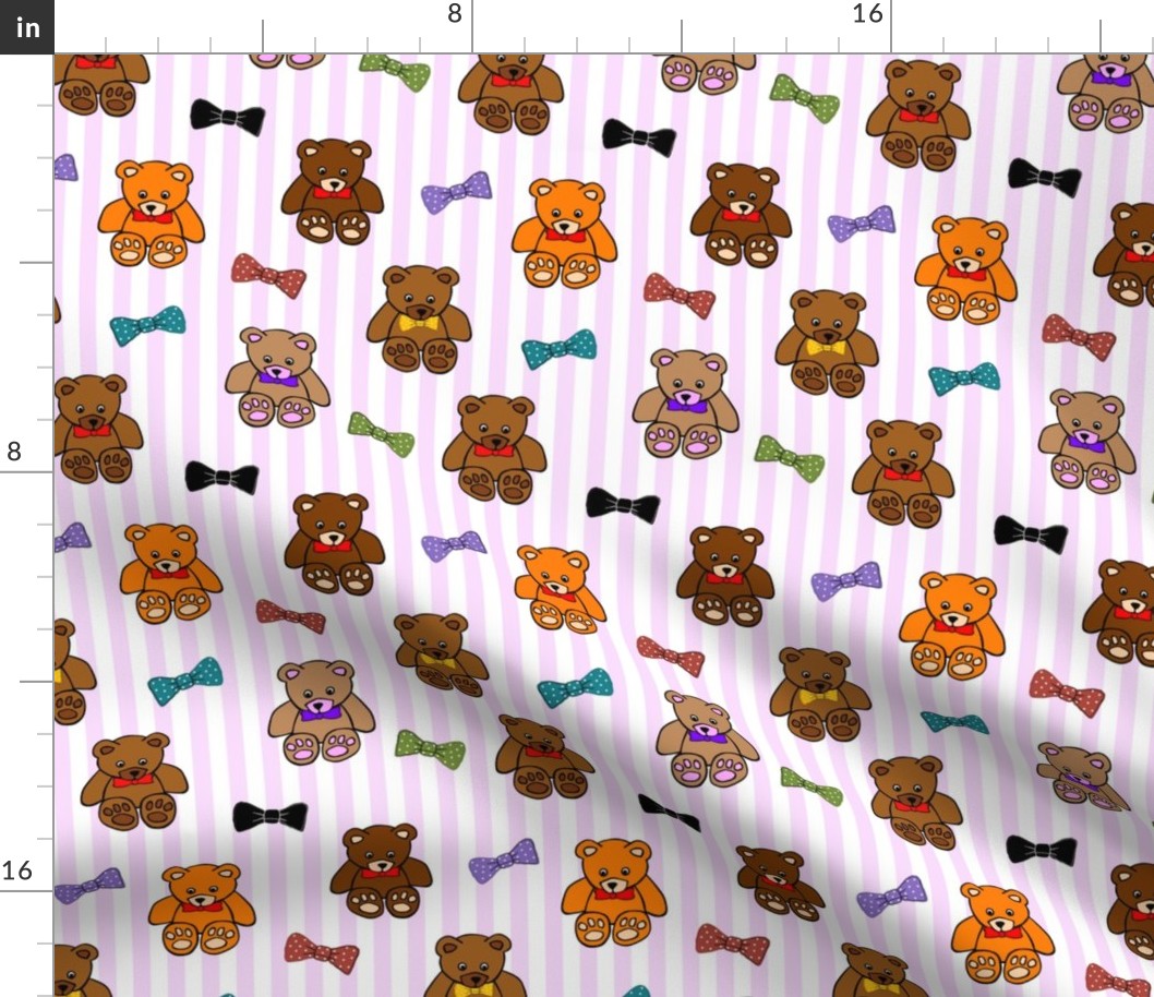Brownie the Bear & Friends LOVE Bow Ties - pink candy stripes (small)