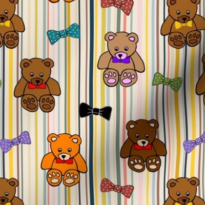 Brownie the Bear & Friends LOVE Bow Ties - on trend stripes (small)