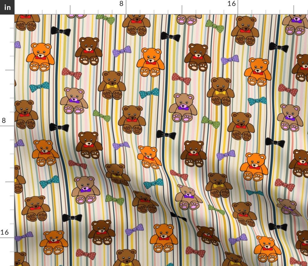 Brownie the Bear & Friends LOVE Bow Ties - on trend stripes (small)