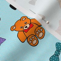 Brownie the Bear & Friends LOVE Bow Ties - blue spots (small)