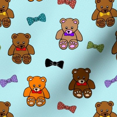 Brownie the Bear & Friends LOVE Bow Ties - blue spots (small)